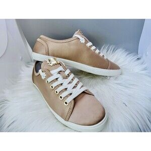 Jack Rogers Lia Satin Sneakers Champagne Gold Womens 7.5 B Rope Trim Luxury Low